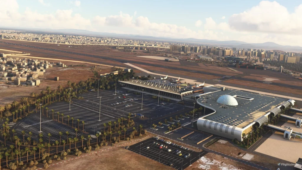 vue aérienne de l’aéroport de Marrakech