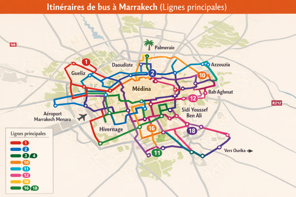Itinéraires de bus à Marrakech